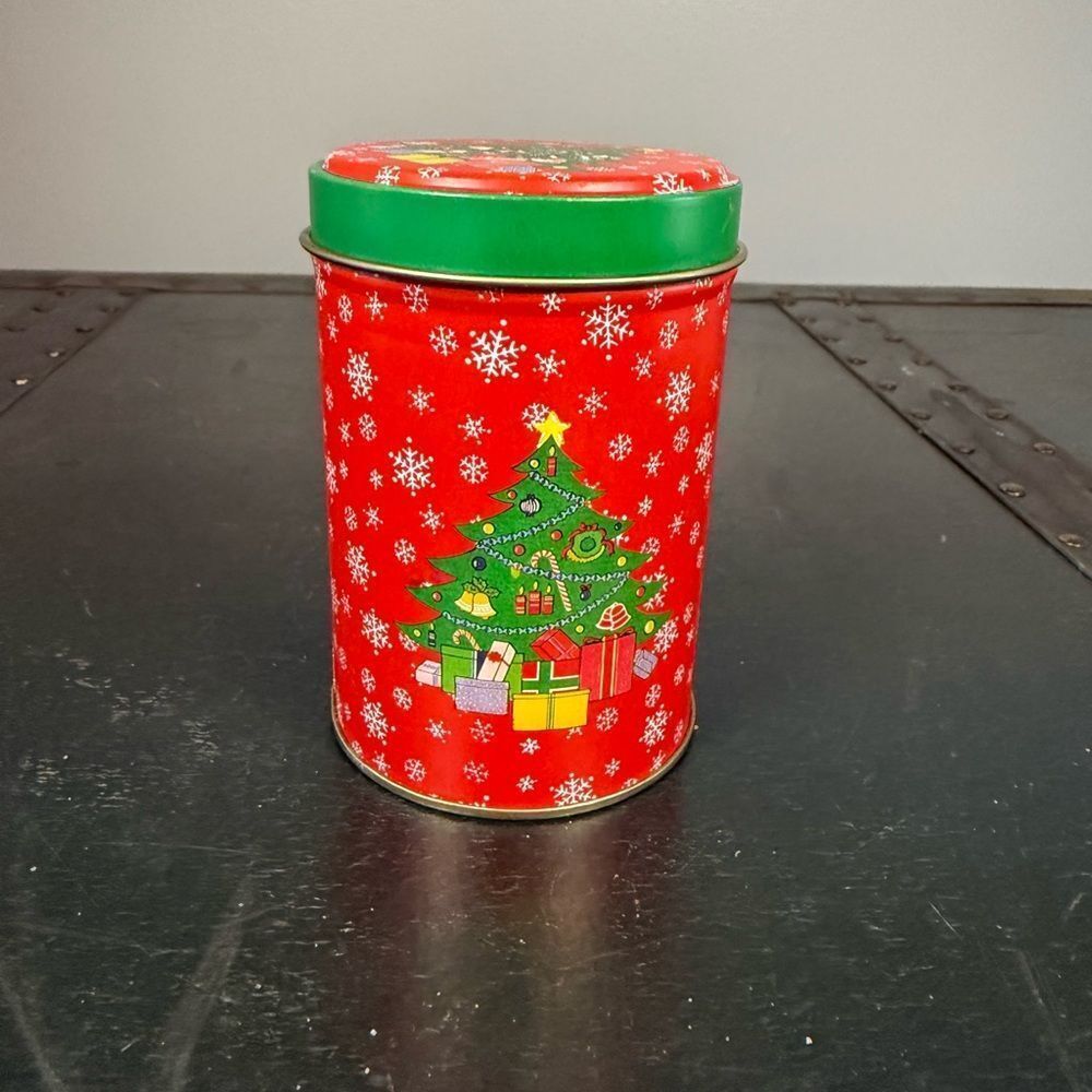 Christmas Holiday 4 Inch Kitchen Tin Canister Candy  Baked Goods Tree